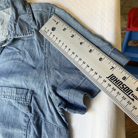 Old Navy Women Half Button Up Shirt Dress Size M Blue Denim Collared Front - Picture 6 of 9